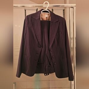 Women's Pinstripe Pantsuit - brown
